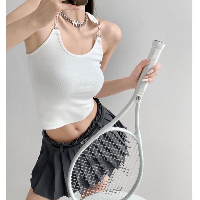 Milyfashion Áo Croptop Sát Nách Ôm Sát Hở Rốn Màu Trơn Có Móc Kim Loại Kiểu Desire Thời Trang Mùa Hè Cho Nữ