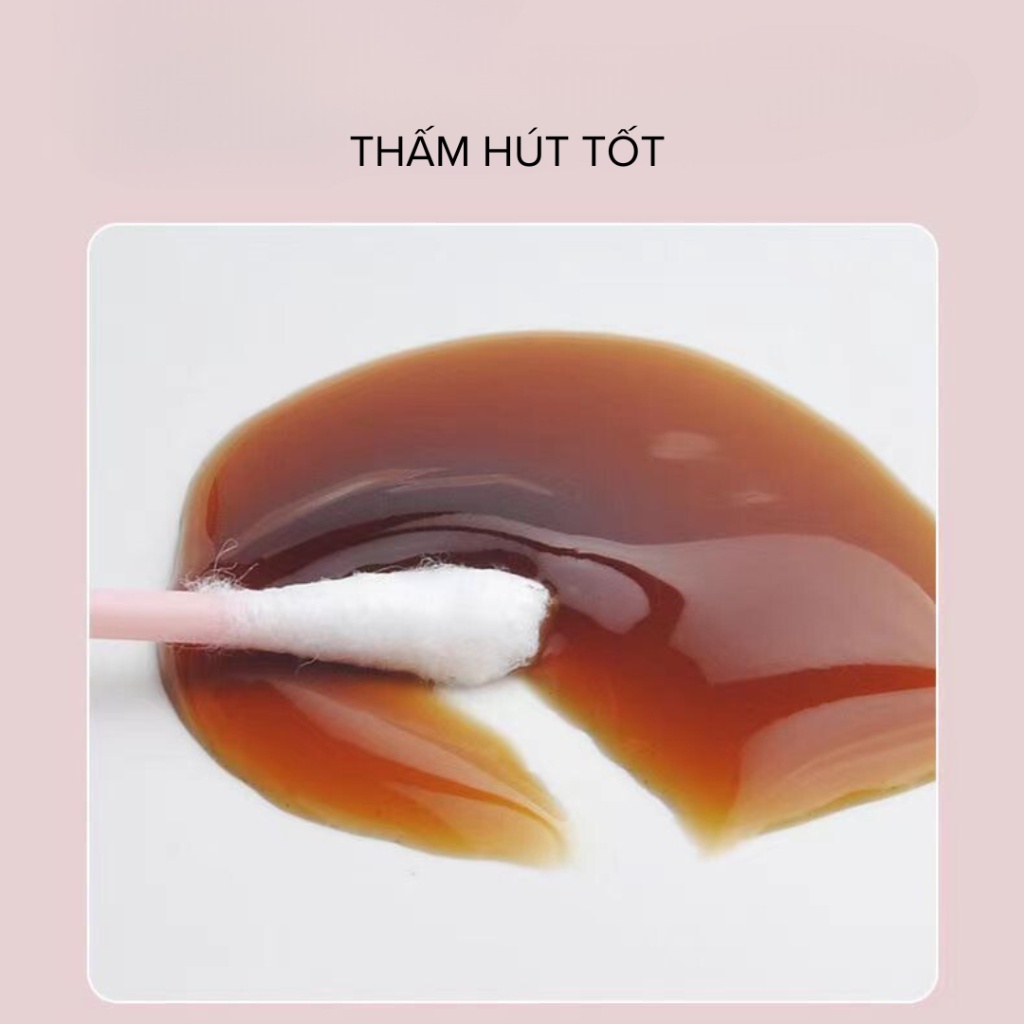 Hộp 100 Tăm Bông Cải Tiến 2 Đầu, 1 Đầu Lấy Ráy Tai, 1 Đầu Bông Thấm Hút Tốt, Không Sơ Bông