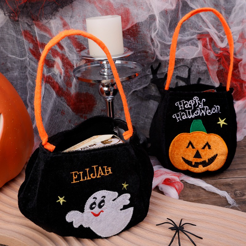 1 Giỏ Đựng Kẹo Halloween Hình Phù Thủy Bí Ngô Ma Cà Rồng Dễ Thương Cho Bé