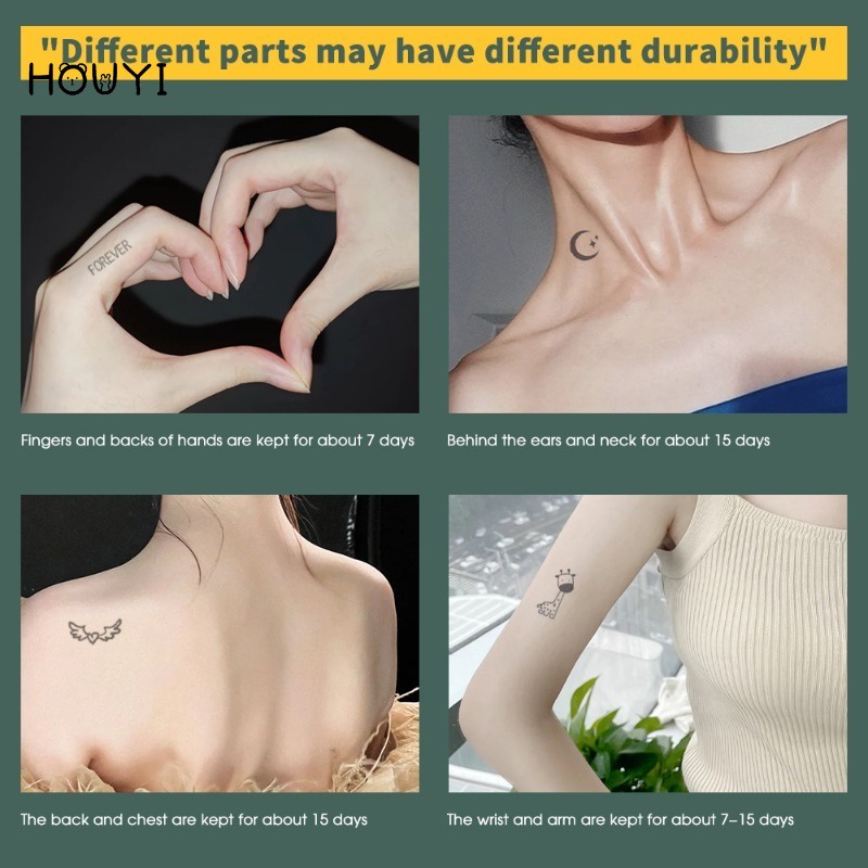 Miếng Dán Hình Xăm Tạm Thời / Hình Học Họa Tiết Hoạt Hình Màu Đen Chống Nước Dùng Một Lần DIY