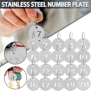 Stainless Steel Numbered Tags Round Numbered Tags ID Tags Key Tags with Key Ring