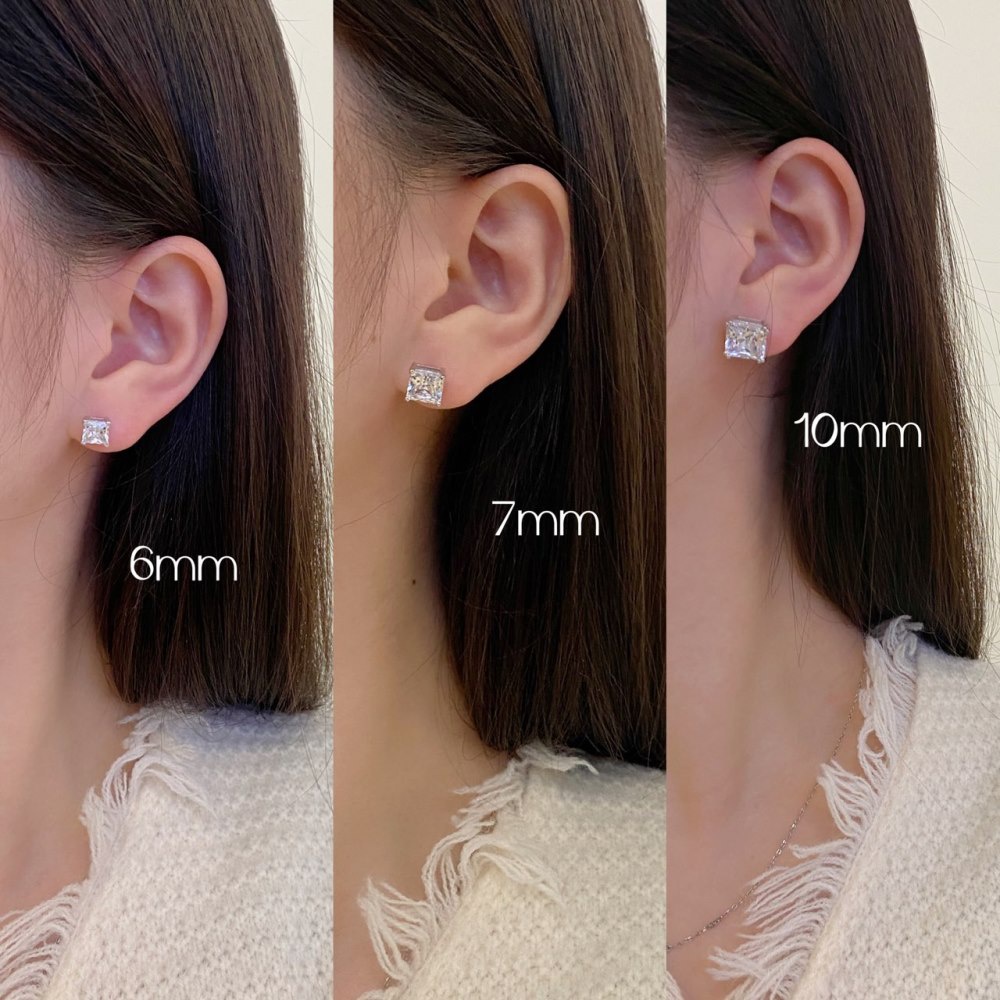 Bông Tai S925Bạc 925 Đính Đá Zircon 6-10mm Thời Trang Cao Cấp Cho Nữ