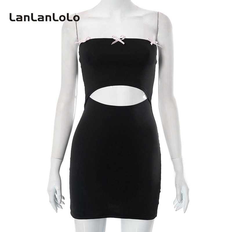 Đầm Trễ Vai Màu Trơn Đính Nơ Thời Trang 2023 Cho Nữ