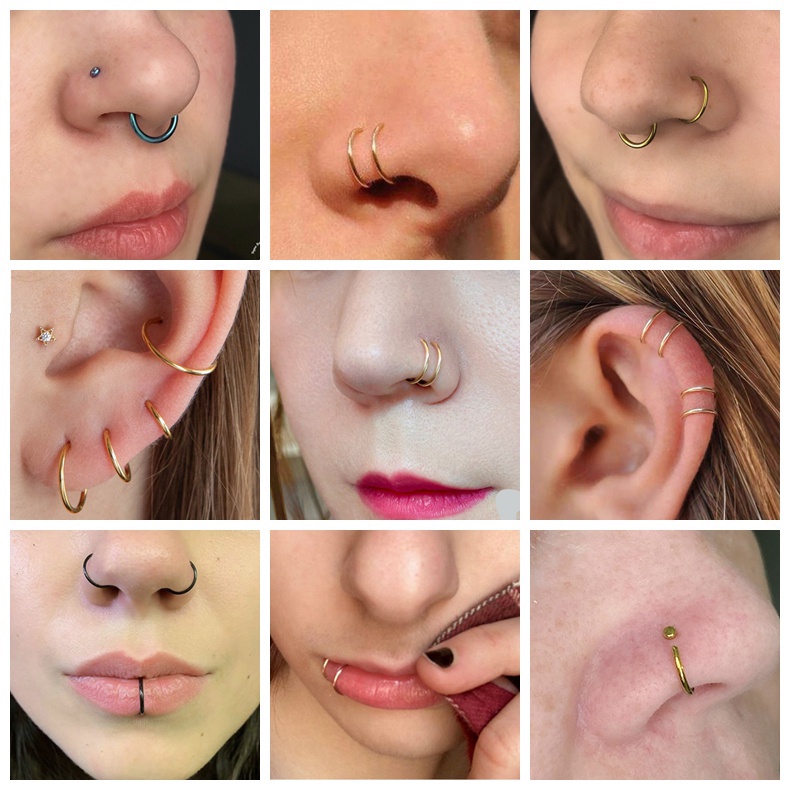 1 Khuyên Mũi Hình Chữ D Bằng Thép Không Gỉ 20G / 18G