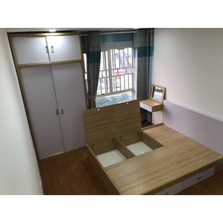 [Hà Nội] [GIƯỜNG NGỦ THÔNG MINH] GIƯỜNG CÓ 3 HỘC KÉO, 3 NẮP BẬT GỖ MDF (KHÔNG ĐẦU GIƯỜNG)