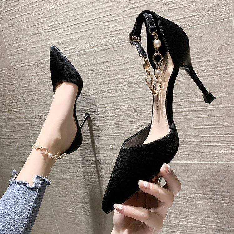 Giày Cao Gót Mũi Nhọn Phối Khóa Cài Thời Trang Mùa Hè 2022 Mới Dành Cho Nữ