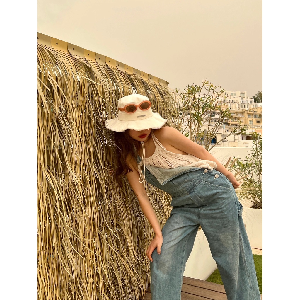 Jacquemus Mũ Bucket Có Nhãn Kim Loại Thời Trang Hàn Quốc