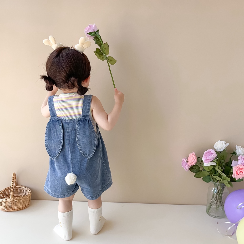 Set 2 Yếm Hình Thỏ 8-18kg + Áo tank top Cho Bé Gái