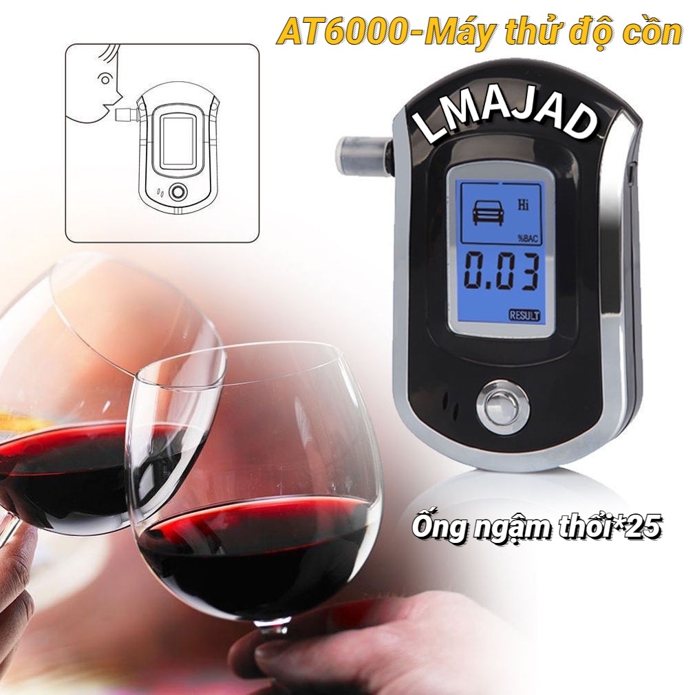 Máy Đo Nồng Độ Cồn AT6000 - Kiểm Tra Nồng Độ Cồn Trong Vài Giây, Phiên Bản 2023《Đi kèm với 25 vòi phun》