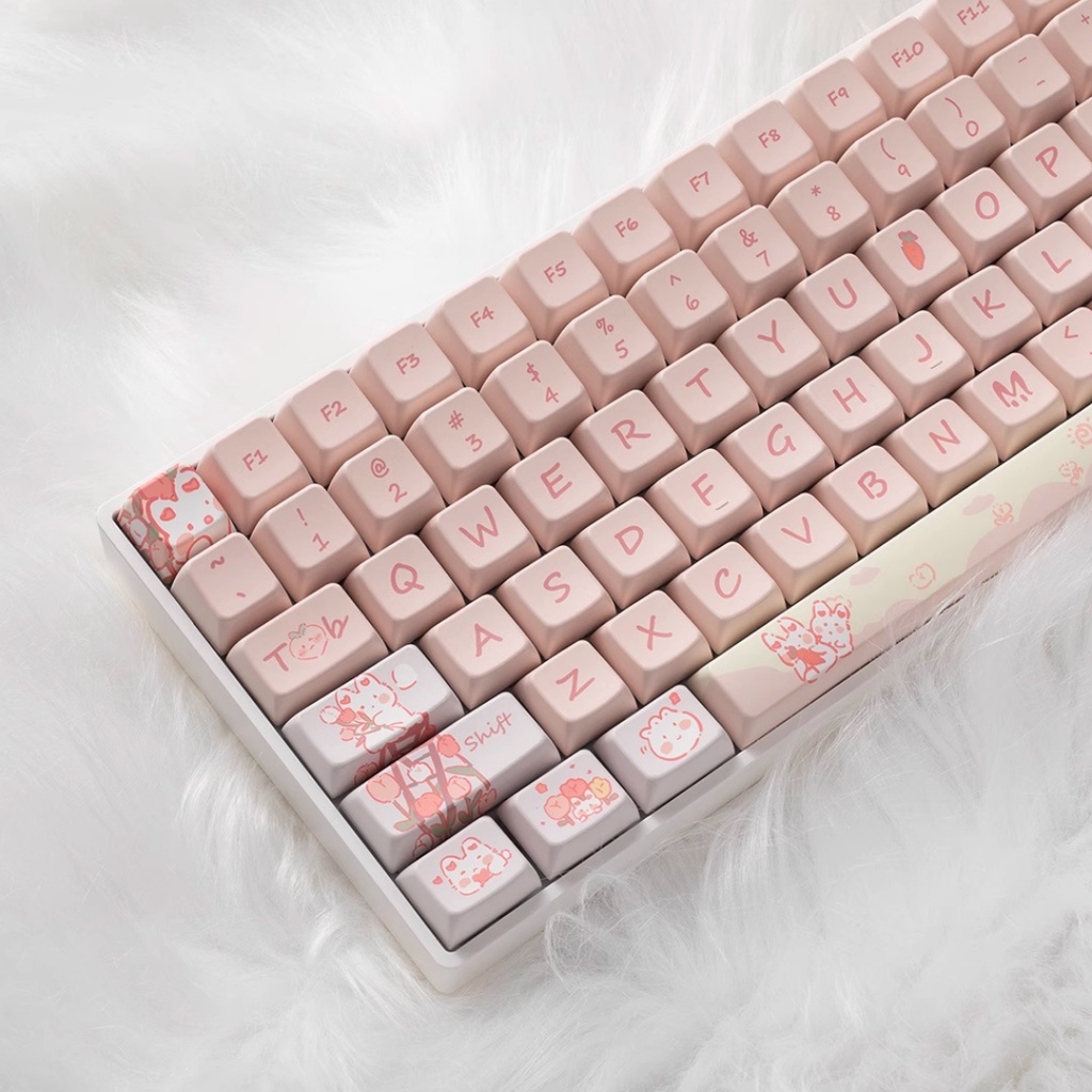 Ếch Nhỏ Keycaps MDA Profile Hoạt Hình Chủ Đề Mùa Hè PBT Dye Sub Bàn Phím Cơ Keycap