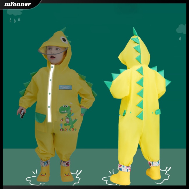 Áo Mưa Liền Thân Có Mũ Trùm Họa Tiết Hoạt Hình Phản Quang Xinh Xắn Dành Cho Bé