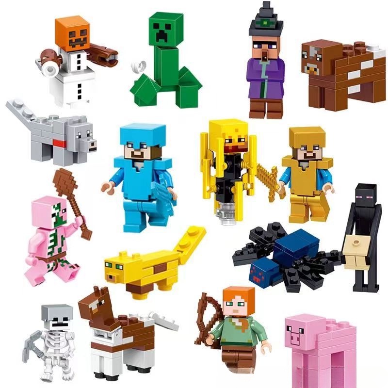 Bộ Đồ Chơi Lắp Ráp Mô Hình Nhân Vật Game Minecraft / Ending Man / Zombie / Wizard / Steve