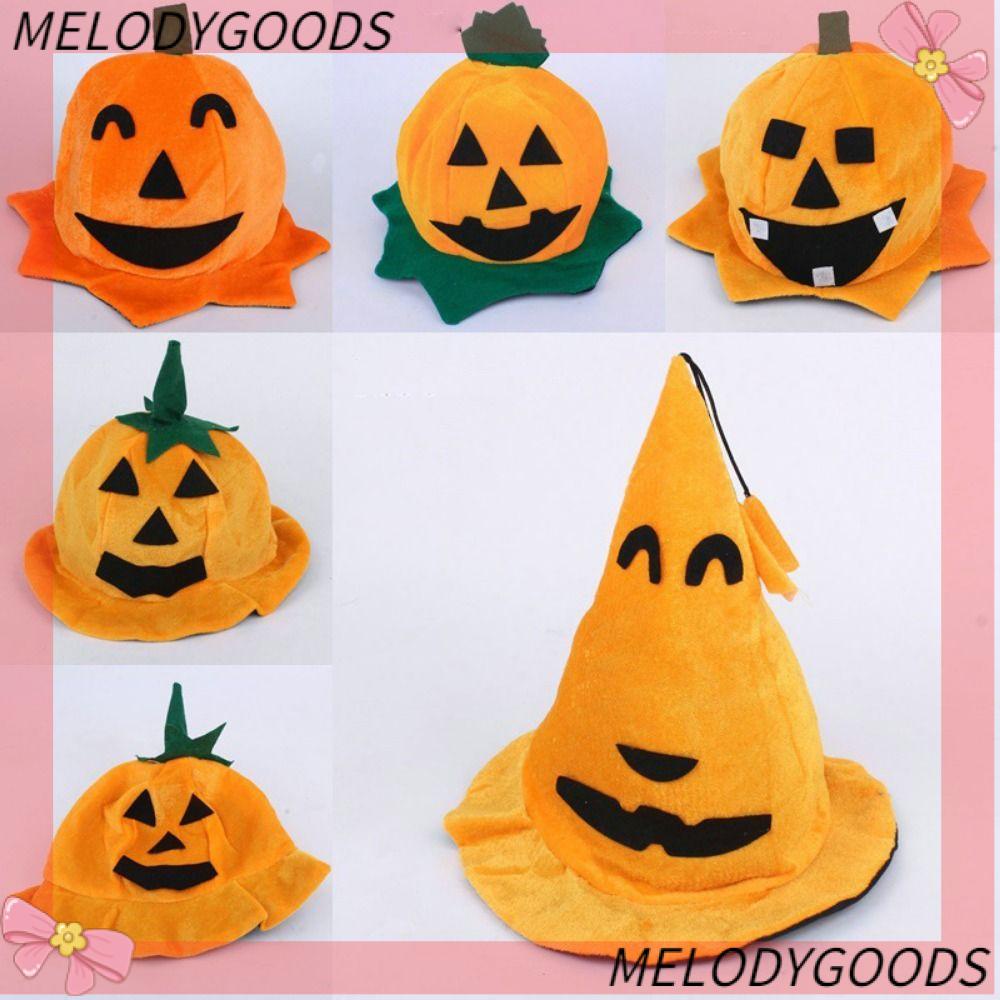 Mũ bí ngô melodg, mũ halloween hình tròn băng đô, câu lạc bộ bar mũ thời trang velvet spire orange hat
