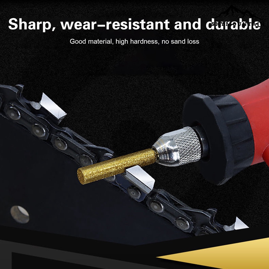 5pcs 4 / 4.8 / 5.5mm dũa đá mài burr mài mòn đánh bóng chống mài mòn đa năng chuôi tròn emery cưa máy mài burr stones cho cưa xích