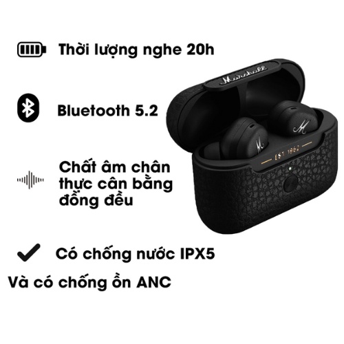 Tai Nghe Marshall Motif ANC Siêu Phẩm 2023 Tai Nghe Bluetooth Không Dây BH 12 Tháng