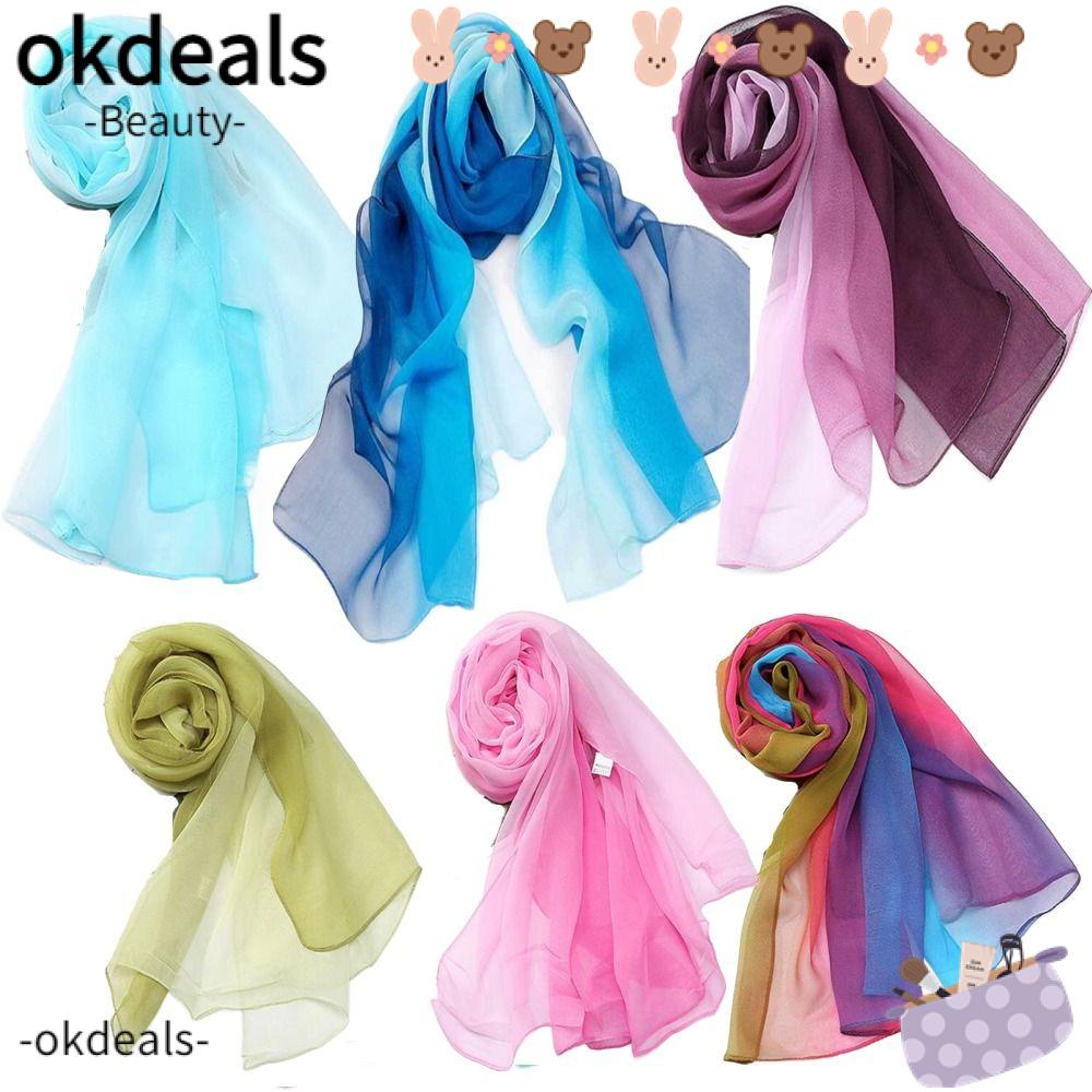 Okdeals khăn lụa dành cho phụ nữ điều hòa không khí mềm khăn choàng cổ khăn quàng cổ băng đô khăn quàng cổ khăn voan