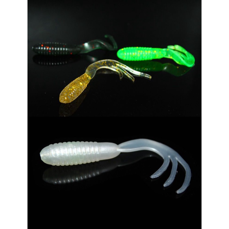 Bộ mồi nhử mồi câu mềm đuôi CuộN giòi đuôi CuộN một đuôi giun mềm 4/5/6cm ba đuôi chạc cá quýt đuôi 