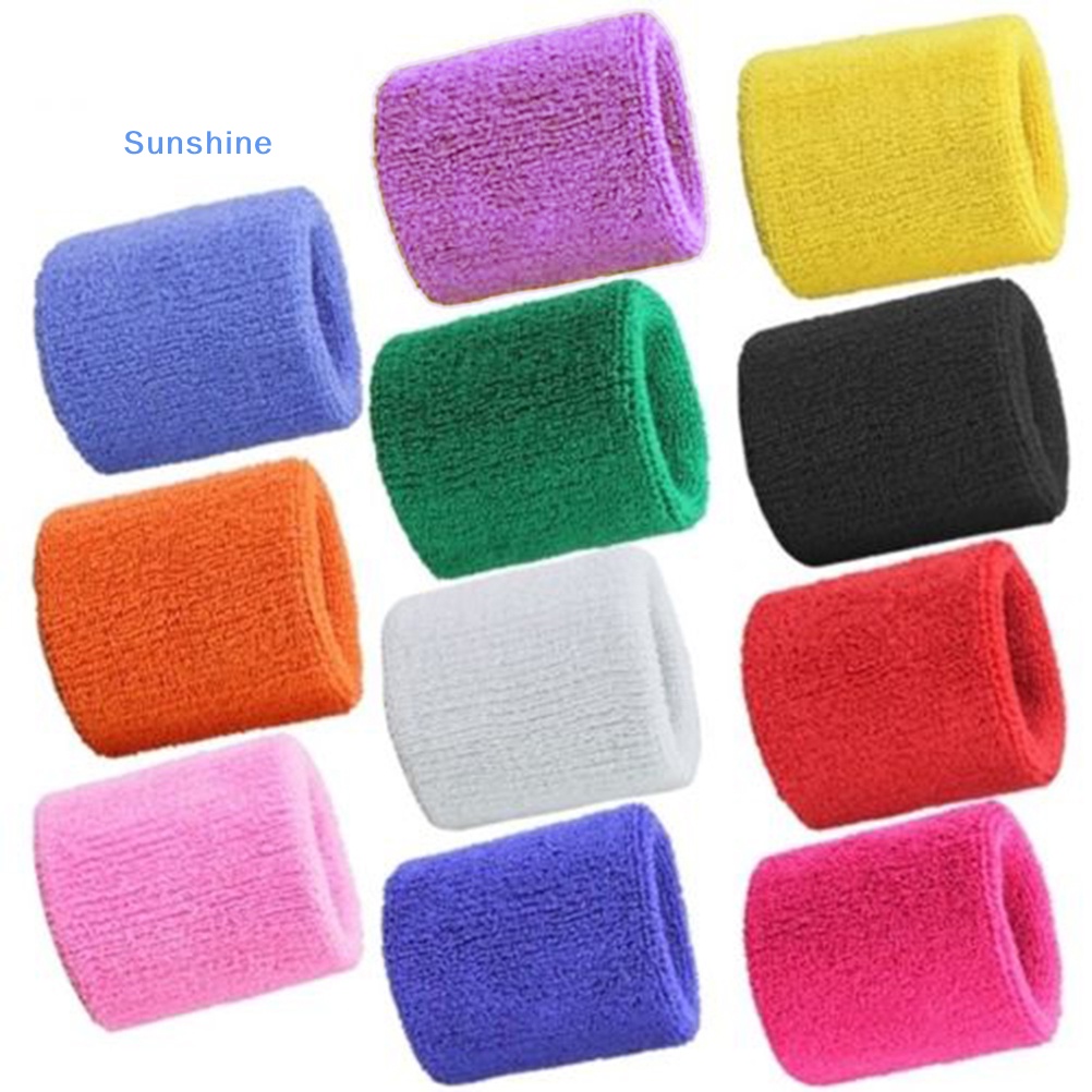 Sun 2pcs sweatbands wristband tennis squash cầu lông phòng tập thể dục bóng đá vòng tay vn
