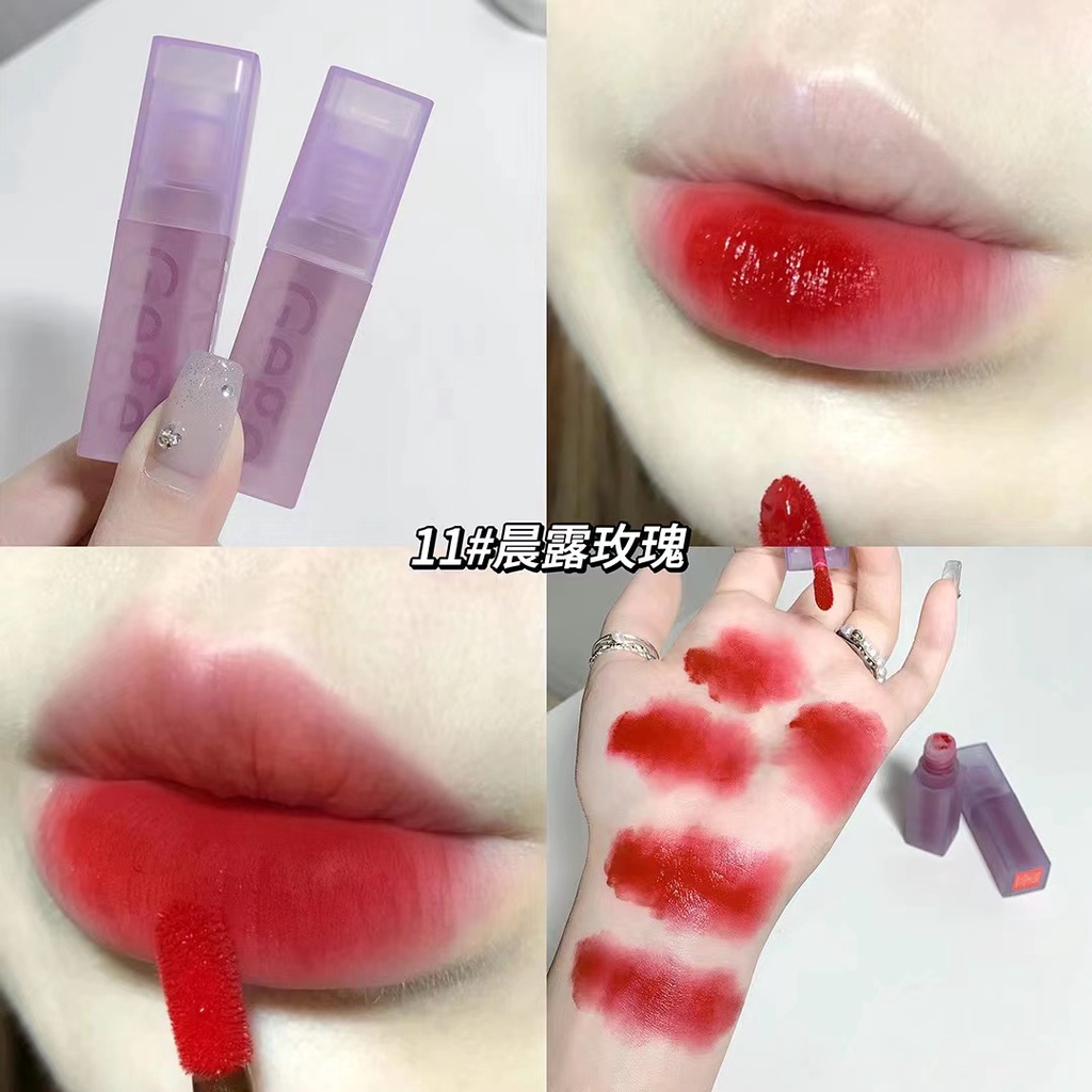 Son kem trang điểm Gege bear nhung lì mềm mịn dễ dàng sử dụng quyến rũ Velvet Lip Tint màu lì siêu mịn lâu trôi
