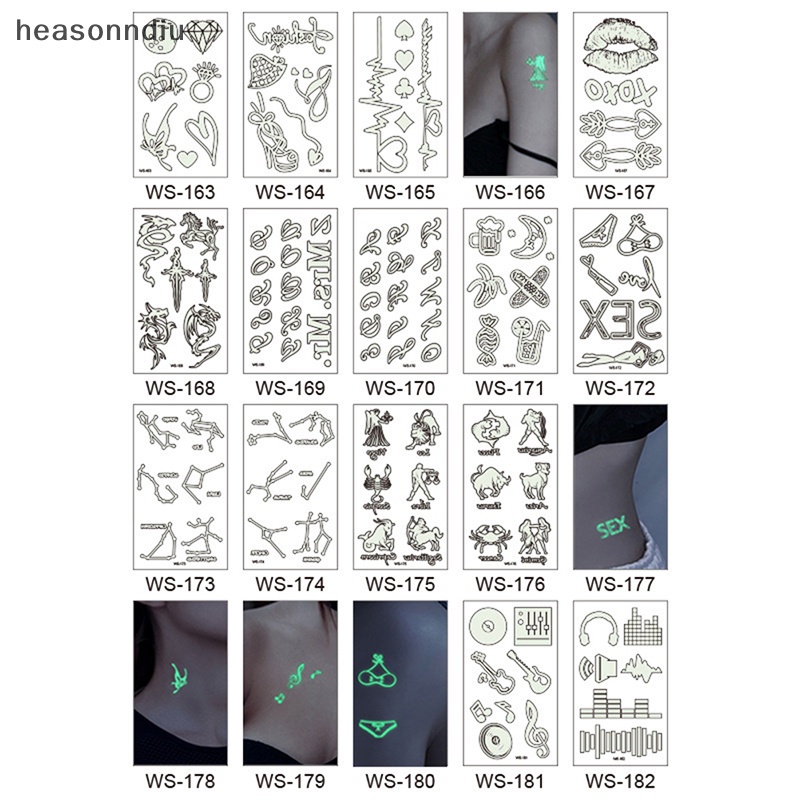 Heasonndiu phụ nữ phát sáng hình xăm tạm thời sticker fake tatoo body art waterproof vn