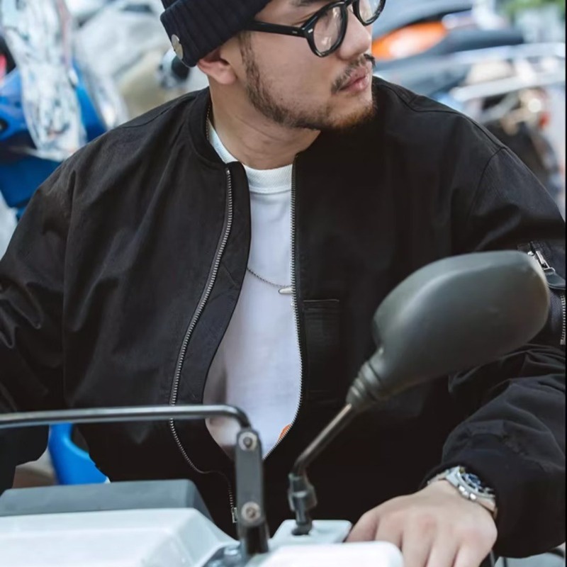 Air ma1 bomber jacket đồng phục học sinh phong cách quân đội áo khoác retro đồng phục bóng chày nam hợp thời trang mùa thu