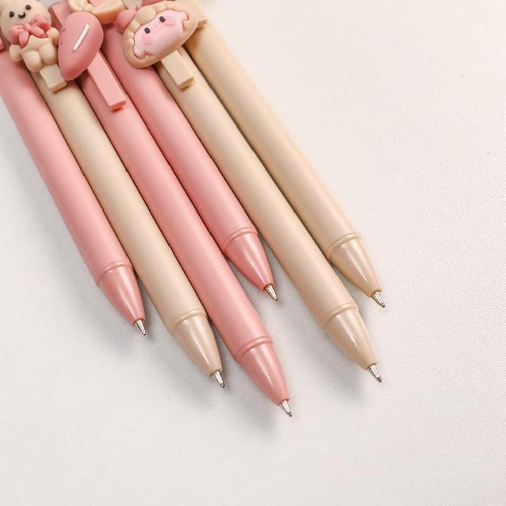 Conopery Bút dễ thương, màu hồng 14,5cm * 1cm * 2cm bút mực đen gel, fun 6 chiếc đồ dùng văn phòng có thể thu vào