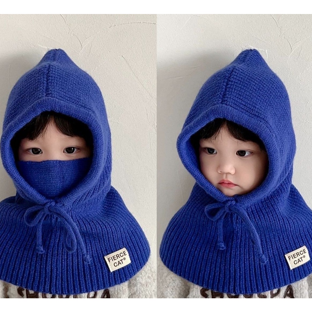 Mũ Len Kèm Khăn Choàng Một Mảnh Thời Trang Thu Đông Hàn Quốc Cho Bé Trai Và Gái