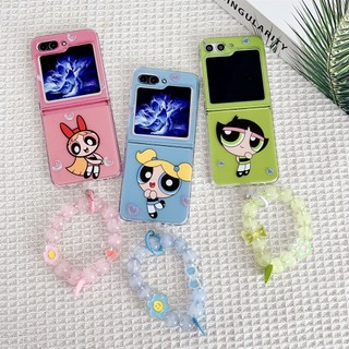 Anime dễ thương vòng đeo tay hoạt hình pc cứng 3 trong 1 vỏ điện thoại cho samsung galaxy z flip 5 5g flip 4 z flip 3 bảo vệ thiết kế vali nắp chống sốc có thể gập lại