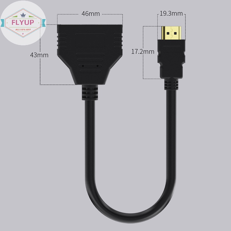 Flyup 1080p hdmi splitter adapter cable 2 dual port y splitter 1 in 2 out hdmi male to hdmi female 1 to 2 way for hdmi hd led lcd tv ps3 vn