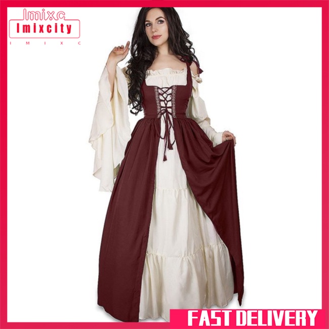 Imixcity 88% polyester 12% spandex trang phục âu mỹ trang phục tòa án thời trung cổ phục hưng retro dress halloween