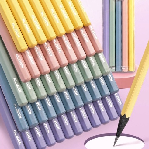 Bút chì gỗ đen HB thân màu pastel basic đơn giản, chì vẽ tranh, bút chì gỗ, thân đen Deli