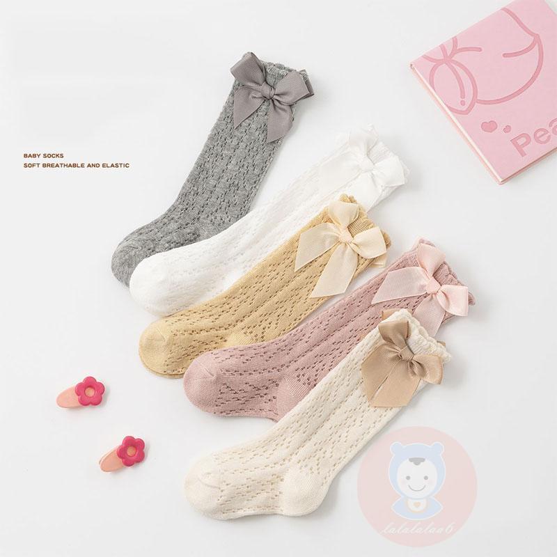 Laa6-quần Tất Công Chúa Dài Màu Trơn Đính Nơ Dễ Thương Cho Bé Gái