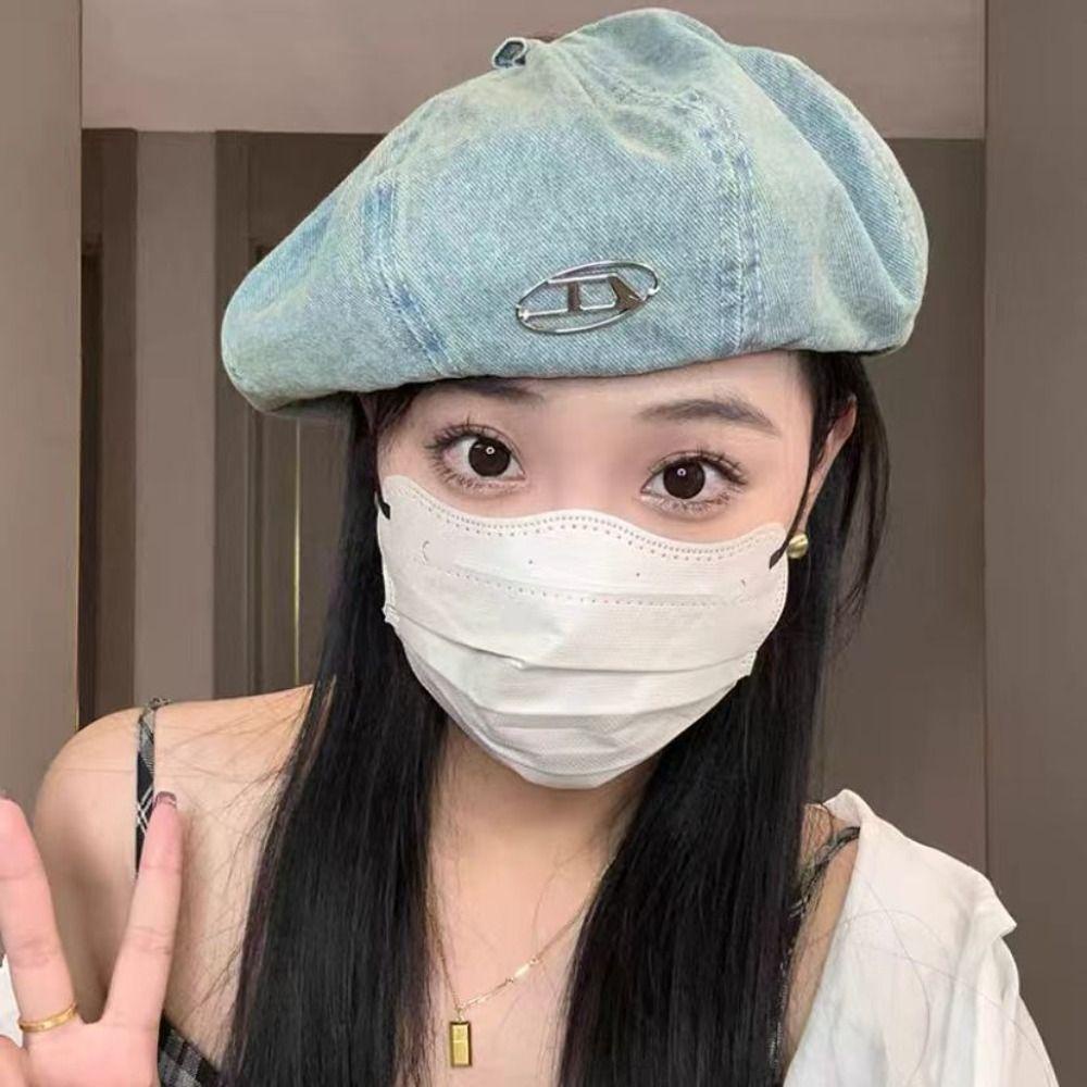 Mũ Nồi denim y2k In Chữ Phong Cách harajuku Hàn Quốc Cho Nữ