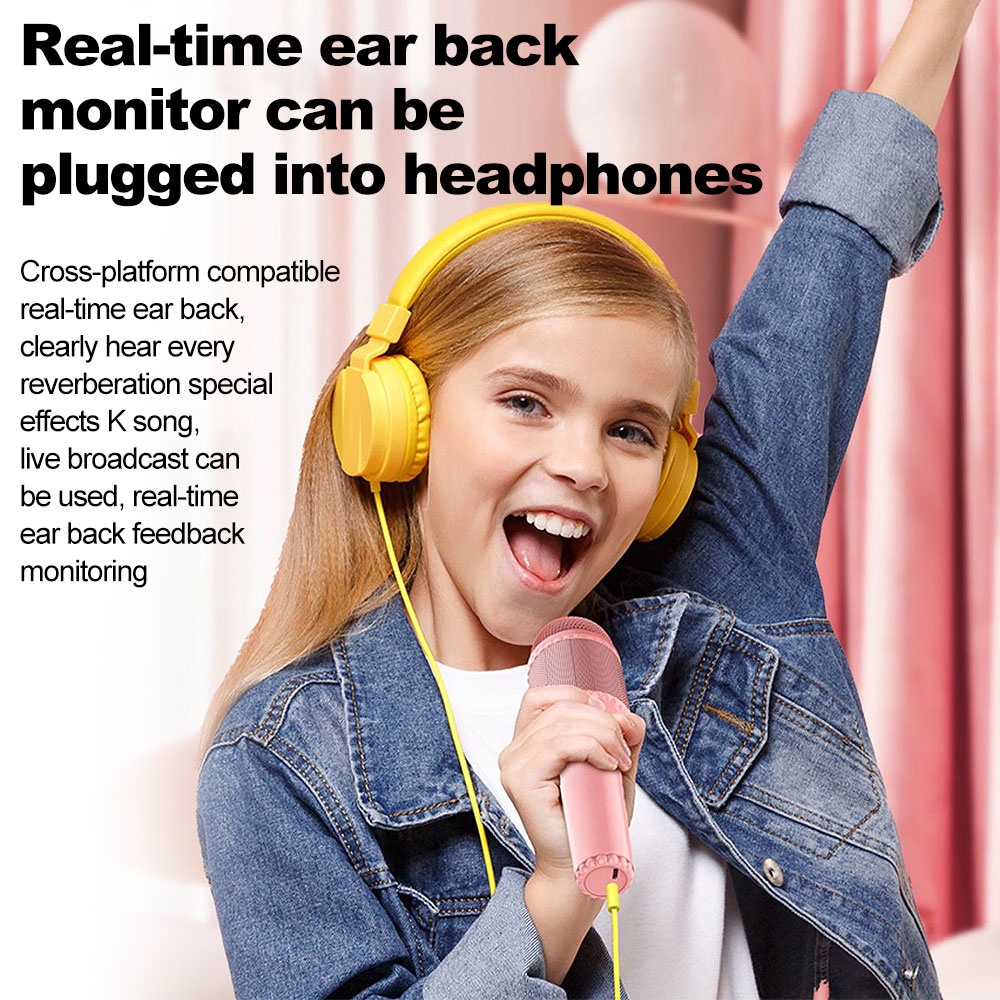 VIRWIR Karaoke Micro bluetooth Không Dây Cầm Tay Khoảng Cách 10m Cho Trẻ Em