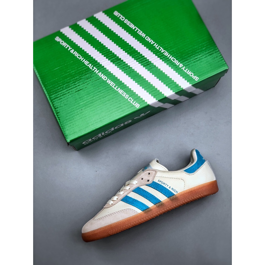 Giày thể thao adidas originals samba og retro all-match trắng xanh nhạt ie7096 36-44