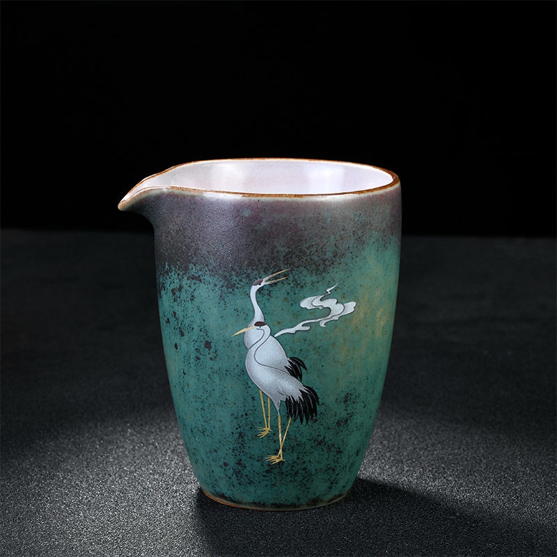 Ready stock crane fair cup phụ kiện bộ trà kung fu gốm sứ retro