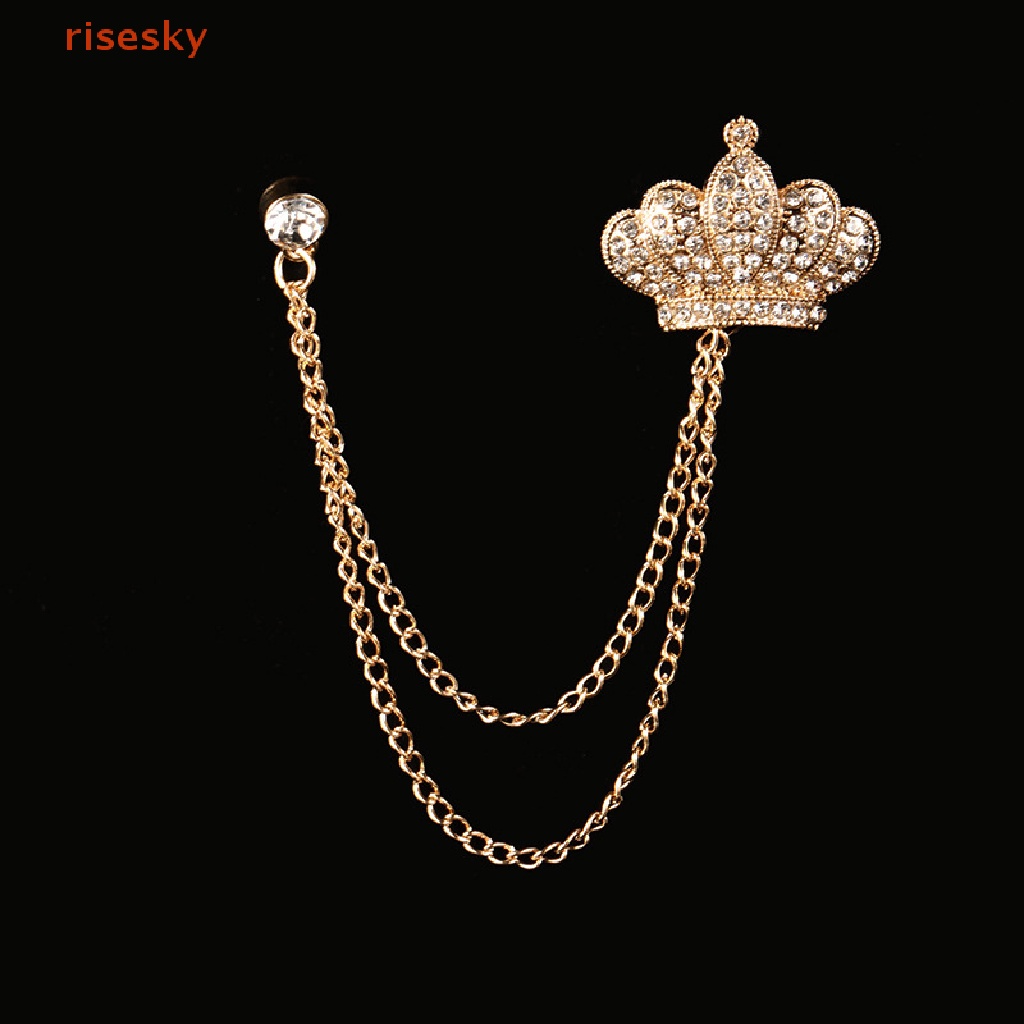 Ghim Cài Áo Hình Vương Miện / Hoa Đính Pha Lê Phối Dây Xích Tua Rua Thời Trang Cho Nam Và Nữ