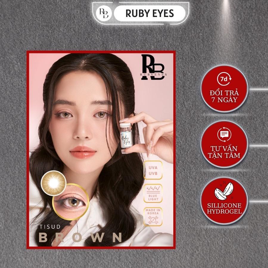 Kính Áp Tròng Sillicone Hydrogel Màu Nâu Tây Tisud Brown, Kính Áp Tròng Ruby Eyes Hàn Quốc Mẫu Mới 2023