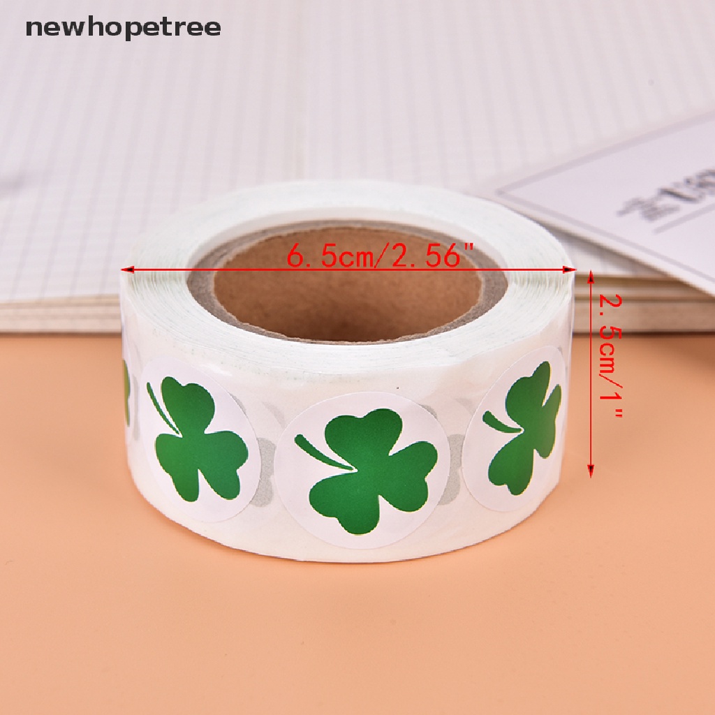 Cuộn 500 Nhãn Dán Tự Dính Hình Cỏ Ba Lá 1Inch Dành Cho Trẻ Em