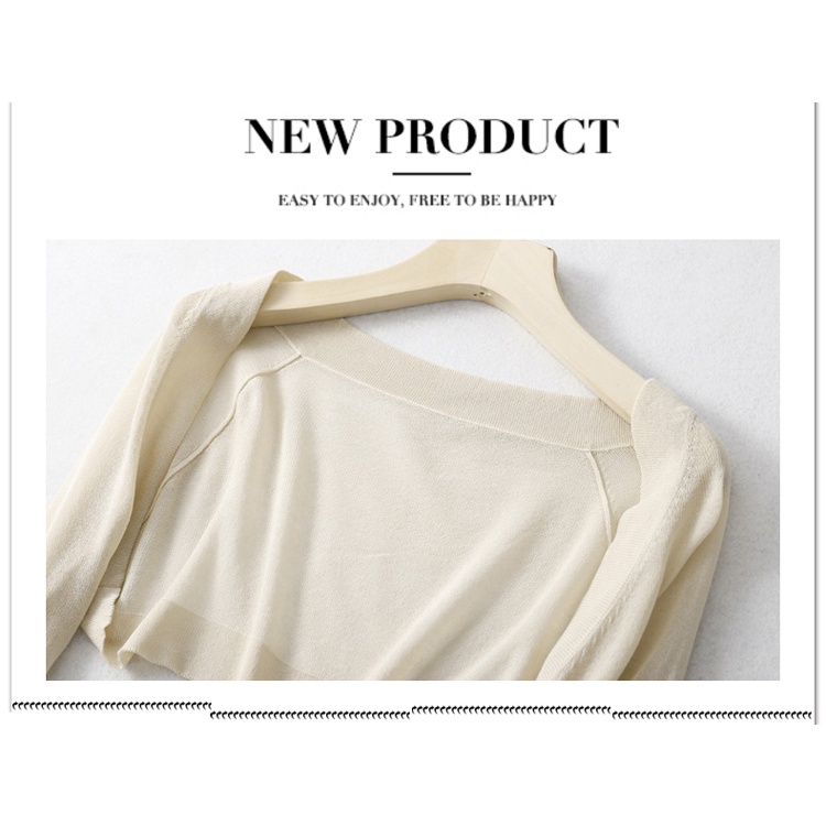 623079Áo Khoác Cardigan Dệt Kim Mỏng Dáng Ngắn Chống Nắng Thời Trang Mùa Hè