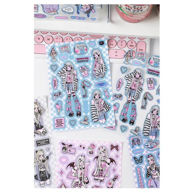 Idako Chiều cô gái sê-ri tự dính câm phim dán truyện tranh ngọt ngào và mát mẻ cô gái xinh đẹp chất liệu dán sổ tay SS511