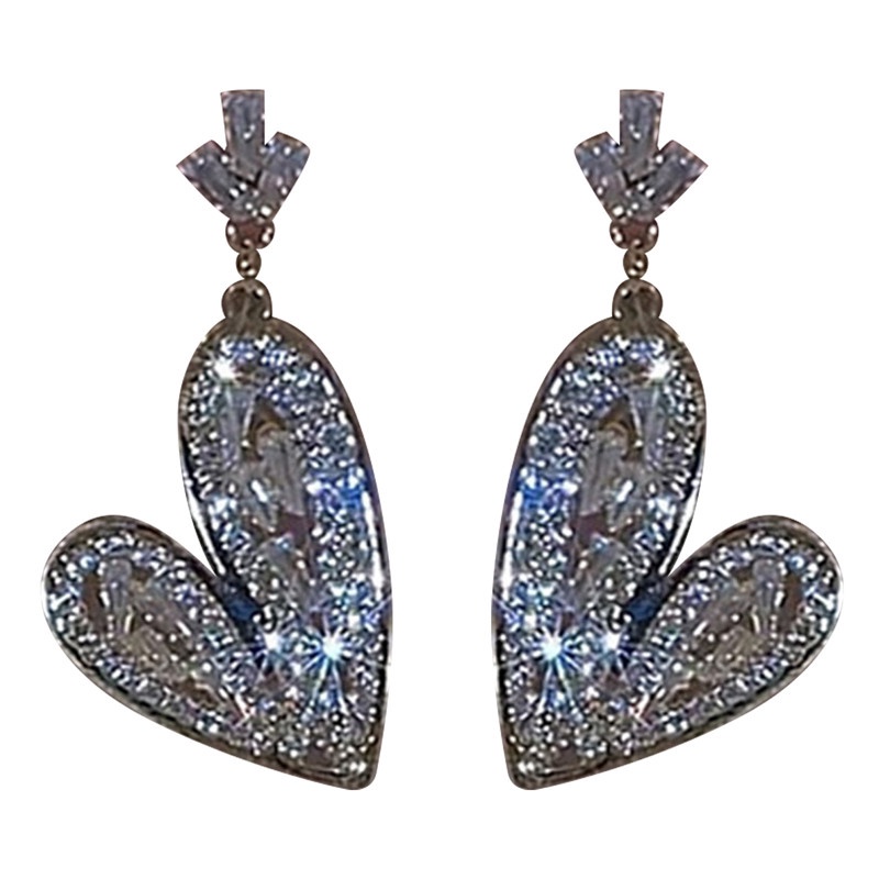 Bông Tai Hình Trái Tim Đính Đá Thời Trang Dành Cho Nữ