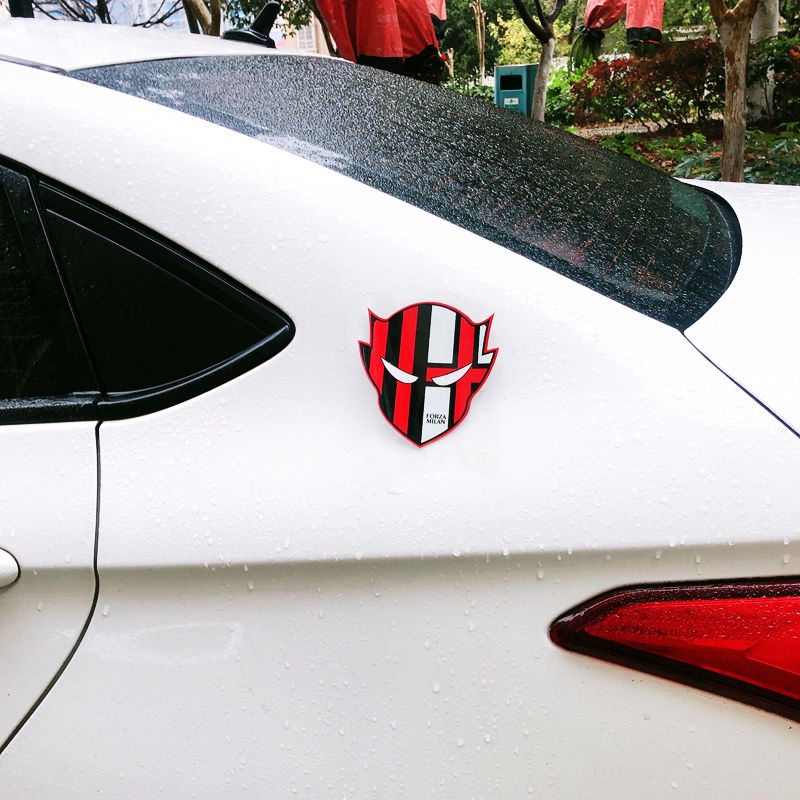 Ac milan Đề Can vinyl Màu Đỏ Đen In Hình logo Câu Lạc Bộ Bóng Đá Trang Trí Xe Hơi Xe Máy Điện