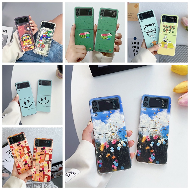 Ốp Điện Thoại Trong Suốt Họa Tiết Hoạt Hình Đơn Giản Cho Samsung Galaxy Z Flip4 Z Flip3 Samsung Z Flip4 Z Flip3