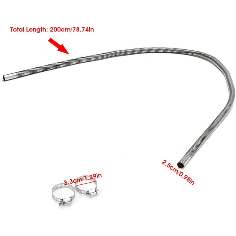 1 Ống Xả Khí Bằng Thép Không Gỉ 78 Inch 200cm Cho Xe Hơi