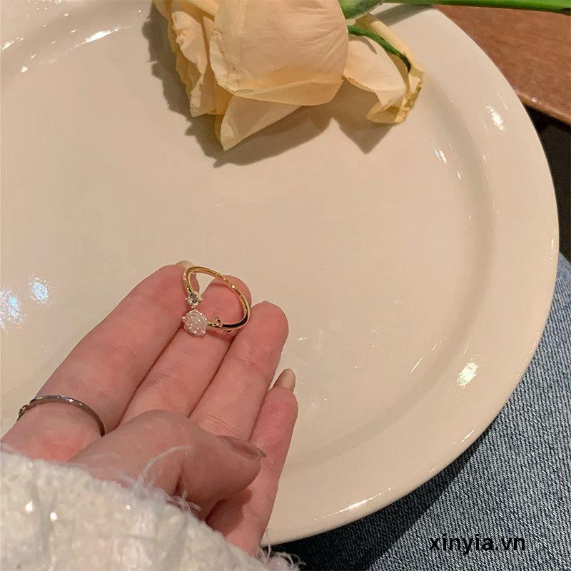 🌺Nhẫn Hở Bằng Hợp Kim Hình Hoa Trà Phong Cách Hàn Quốc Thời Trang Cho Nữ