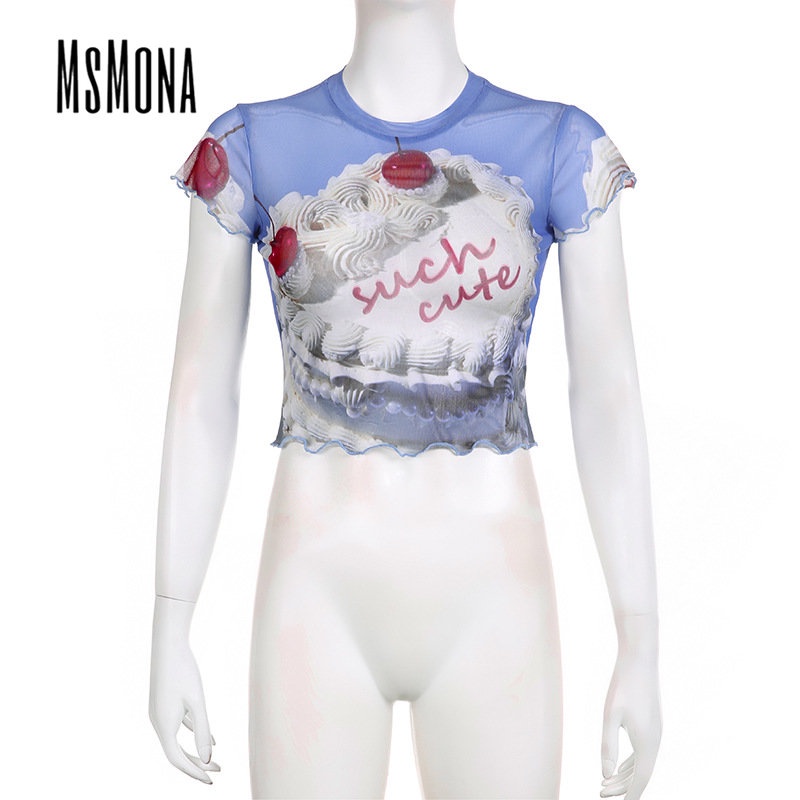 Áo Thun Tay Ngắn Cổ Tròn Dáng Ôm In Họa Tiết Thời Trang 2023 Cho Nữ