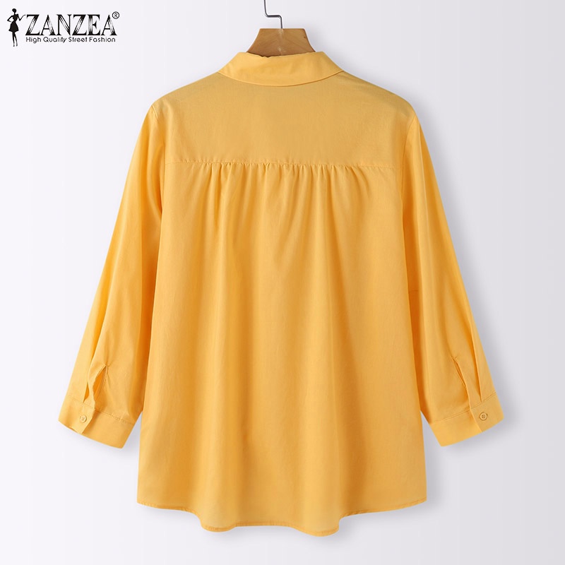 Áo sơ mi nữ ZANZEA dài tay cổ bẻ thời trang đường phố