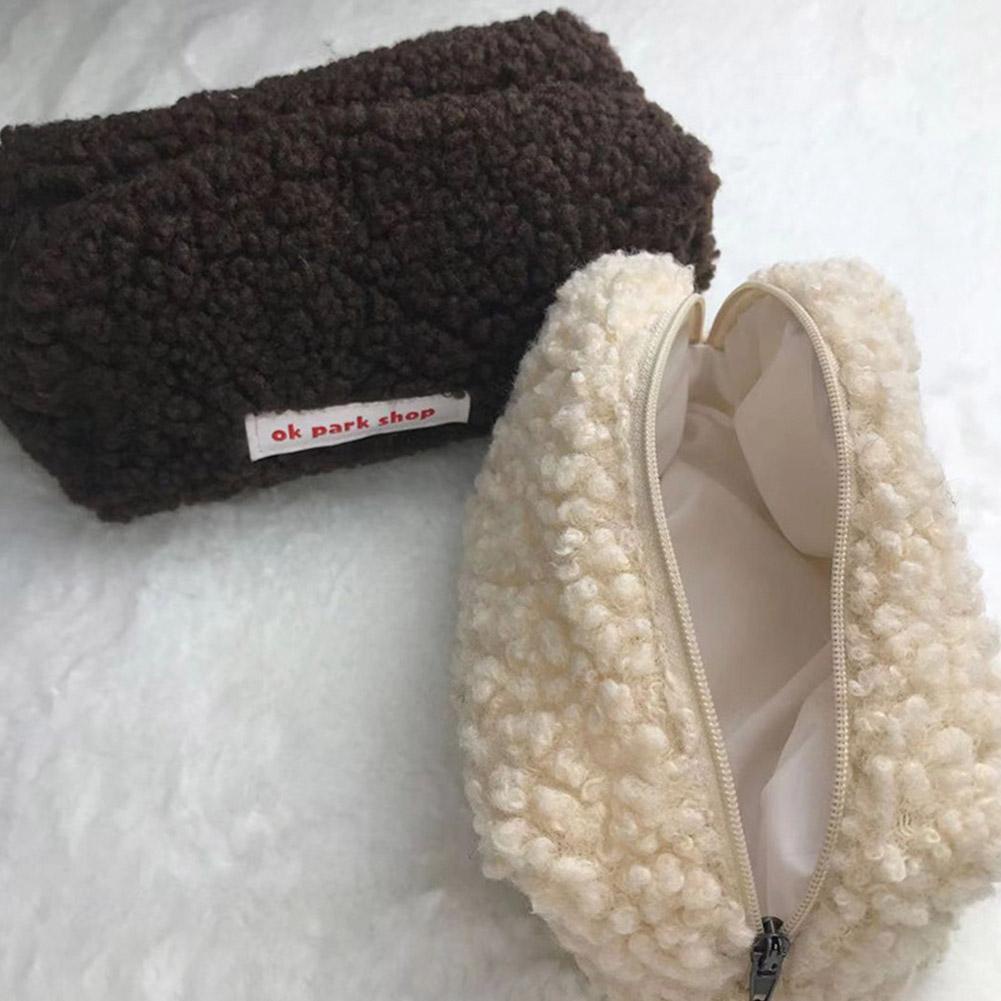 Túi Đựng Đồ Văn Phòng Phẩm Hình Vuông Cỡ Lớn Phối Lông Dễ Thương W7G7