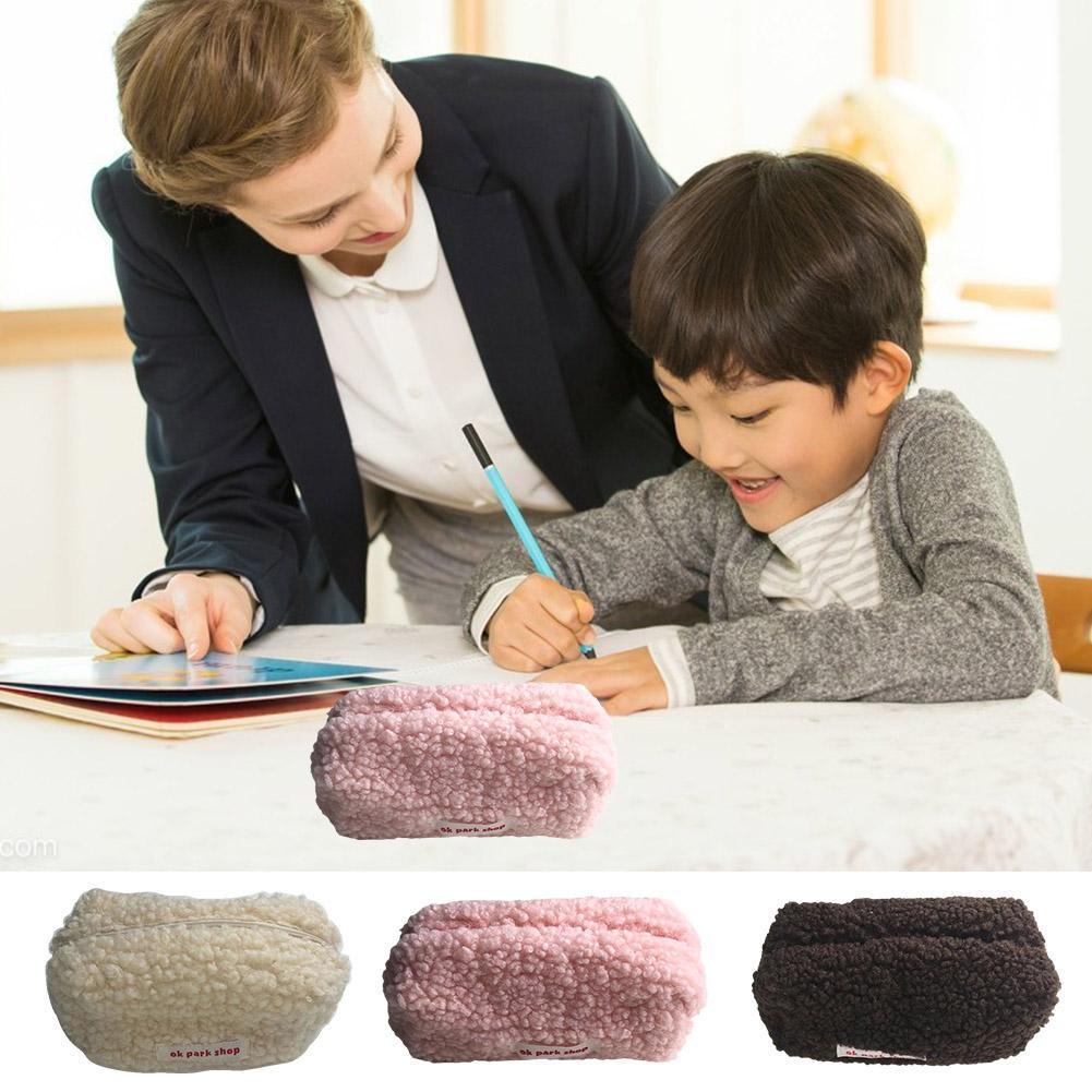 Túi Đựng Đồ Văn Phòng Phẩm Hình Vuông Cỡ Lớn Phối Lông Dễ Thương W7G7